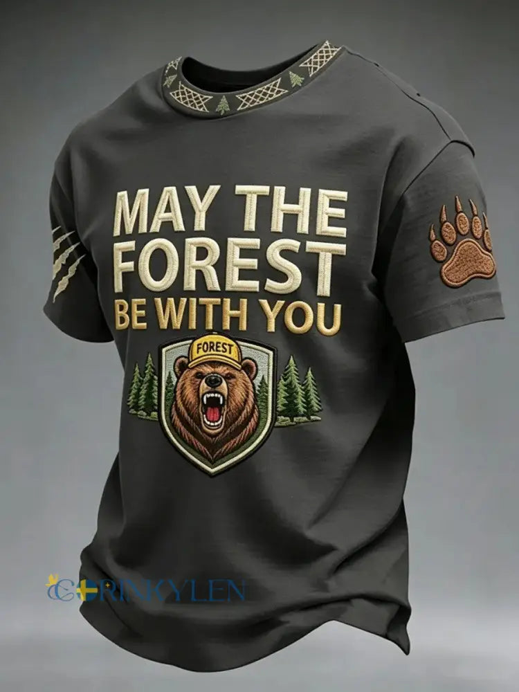 Herrmärket May The Forest Be With You tryckt ledig t-shirt - som bild / S