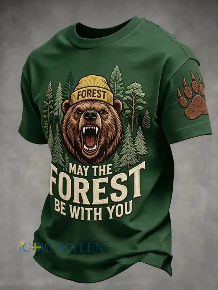 Herrmärket May The Forest Be With You tryckt ledig t-shirt - som bild / S