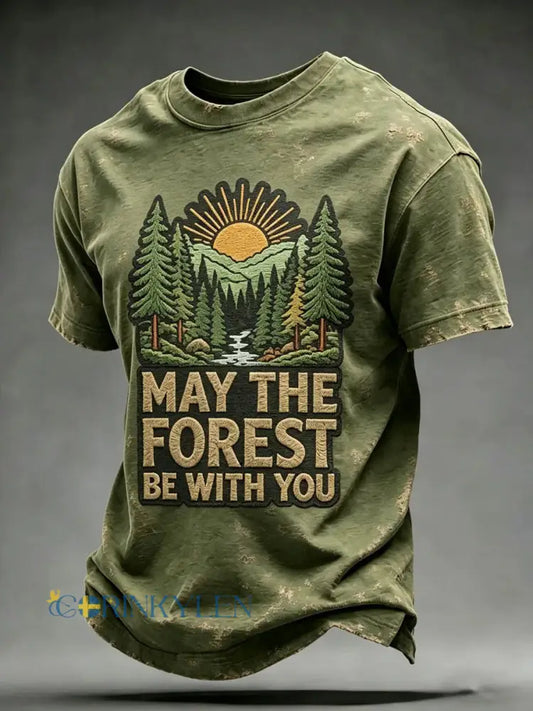 Herrmärket May The Forest Be With You tryckt ledig t-shirt - som bild / S