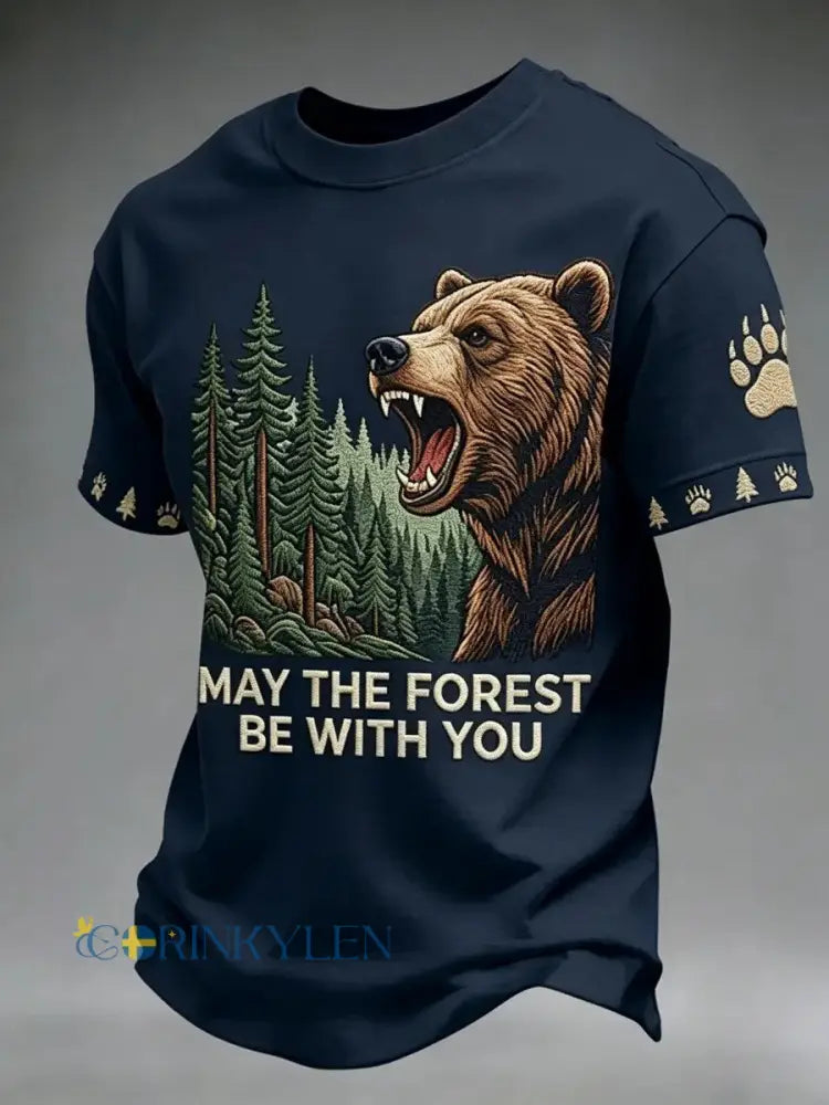 Herrmärket May The Forest Be With You tryckt ledig t-shirt - som bild / S