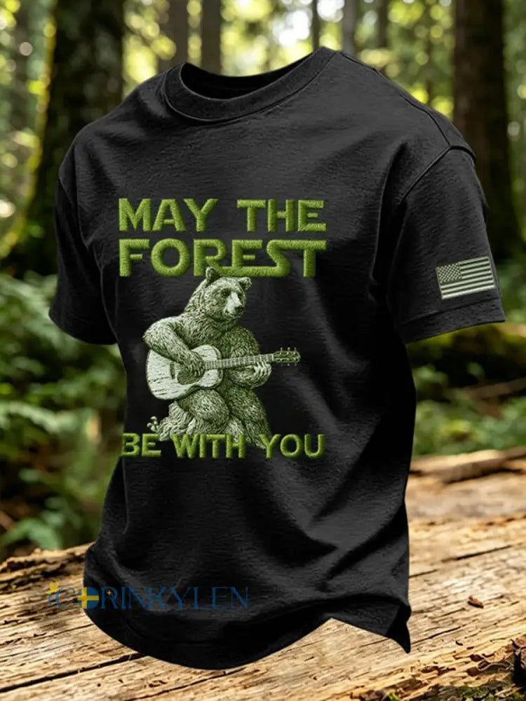 Herrmärket May The Forest Be With You tryckt ledig t-shirt - svart / S