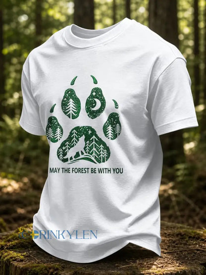 Herrmärket May The Forest Be With You tryckt ledig t-shirt - vit färg / S