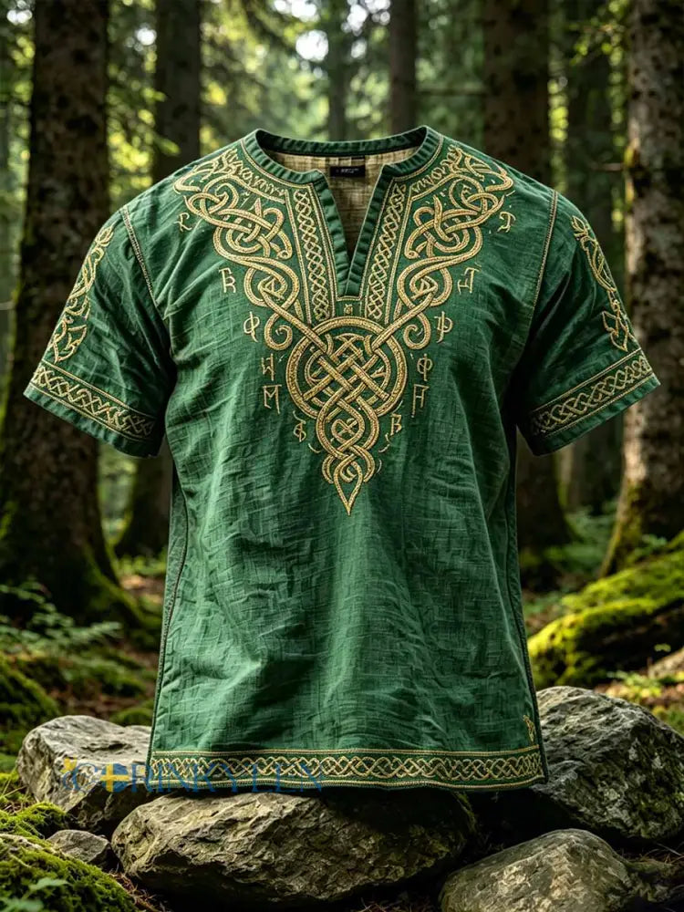 Herrmode T-shirt med viking- och keltiskt knutmotiv - som bild / S