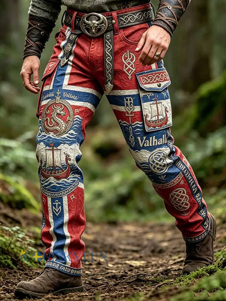 Herrmode Vikingakonsttryck långbyxor - som bild / M