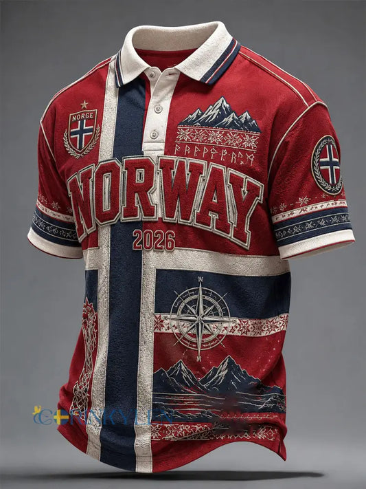 Herrpolo från Norway Football i avslappnad sportstil unisex - röd / S