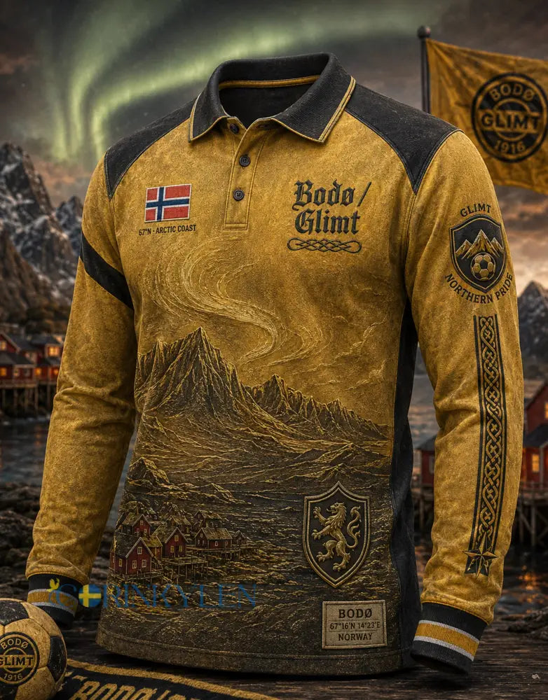 Herrpolo med lång ärm i norskt fotbollsstil – Bodø/Glimt - A / S