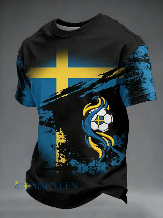 Herrpolo med tryckt motiv för svenska fotbollsfans - som bild / S
