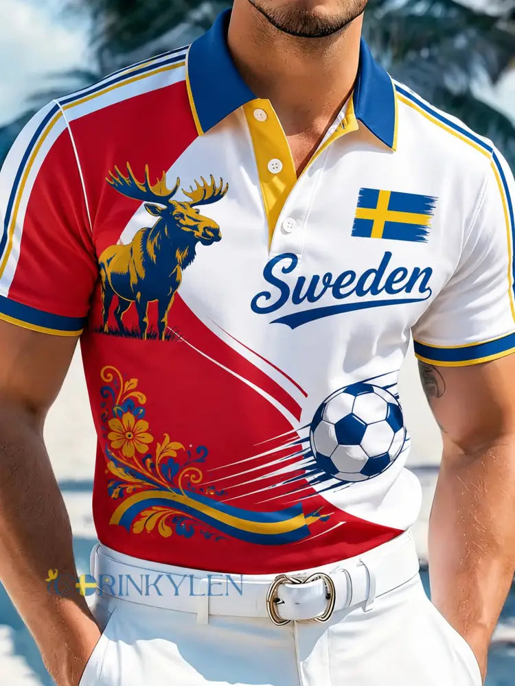 Herrpolotröja för svenska fotbollssupportrar - A / S