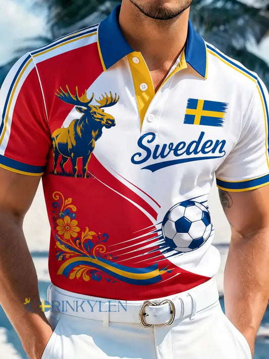 Herrpolotröja för svenska fotbollssupportrar - A / S