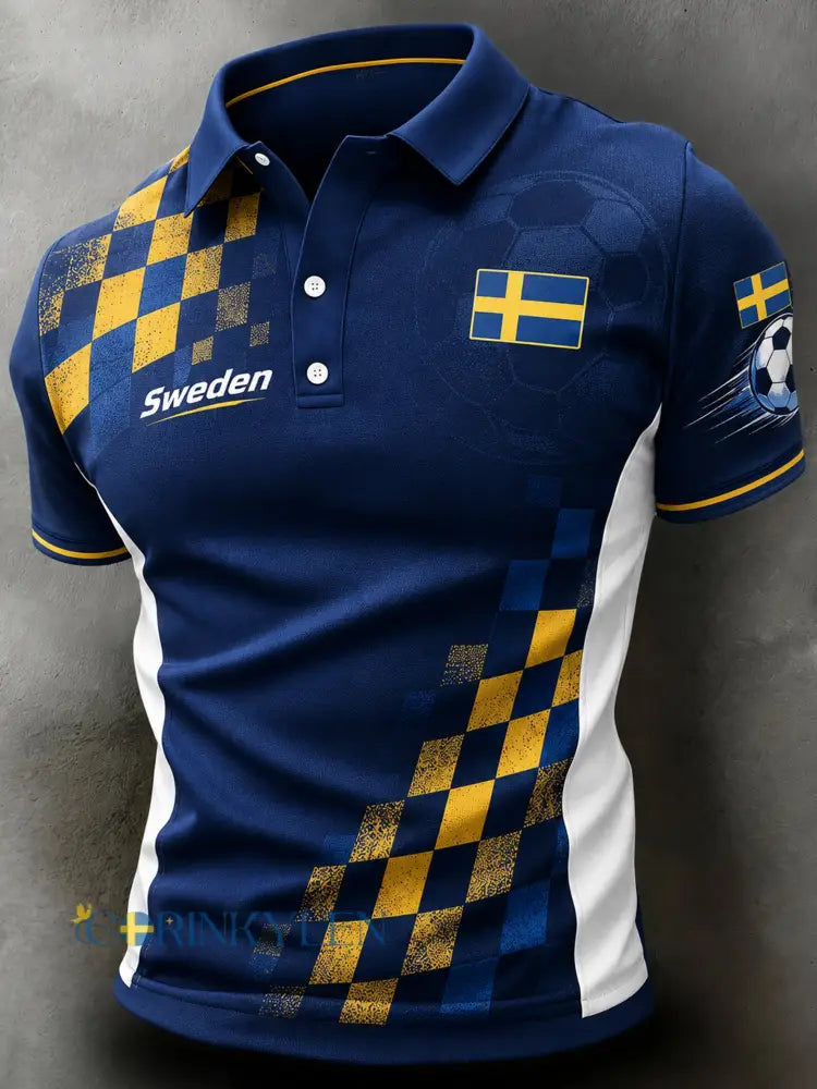 Herrpolotröja för svenska fotbollssupportrar - A / S