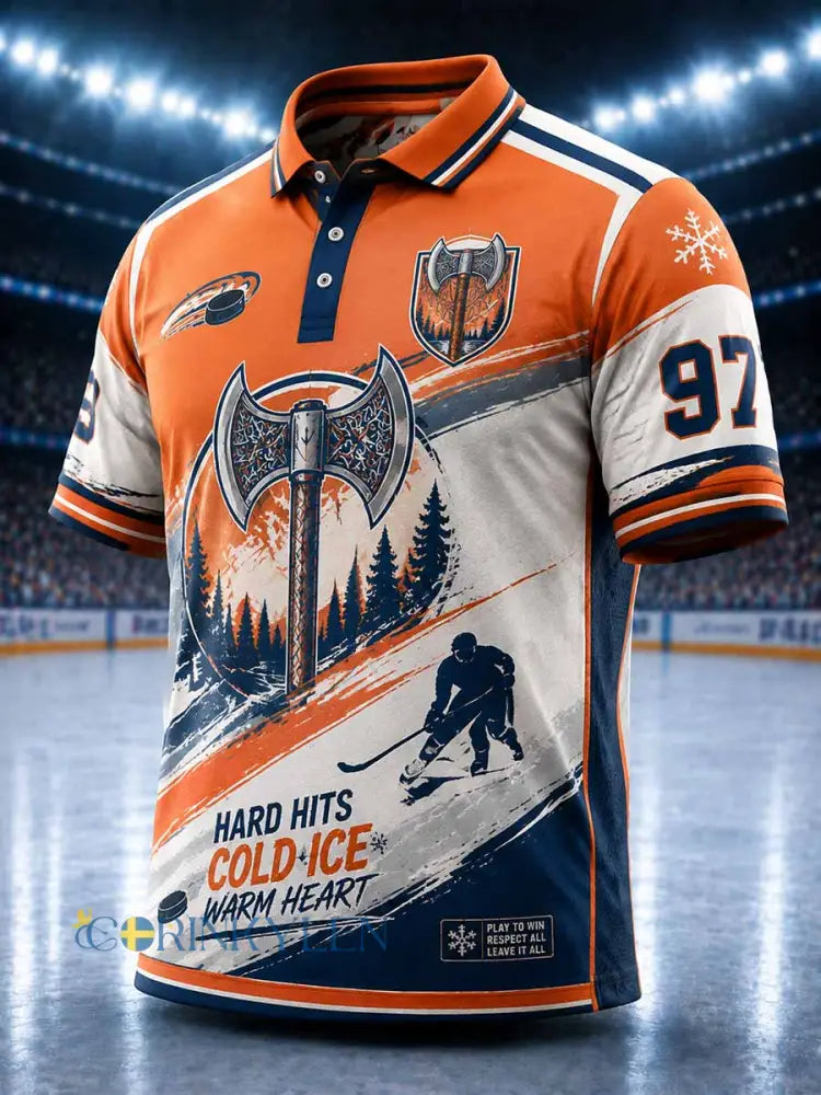 Herrpolotröja i finsk ishockeystil med Tappara-mönster - som bild / S