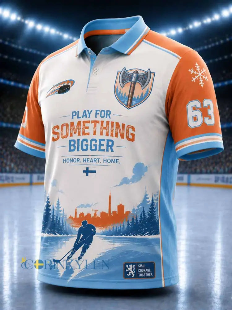 Herrpolotröja i finsk ishockeystil med Tappara-mönster - som bild / S