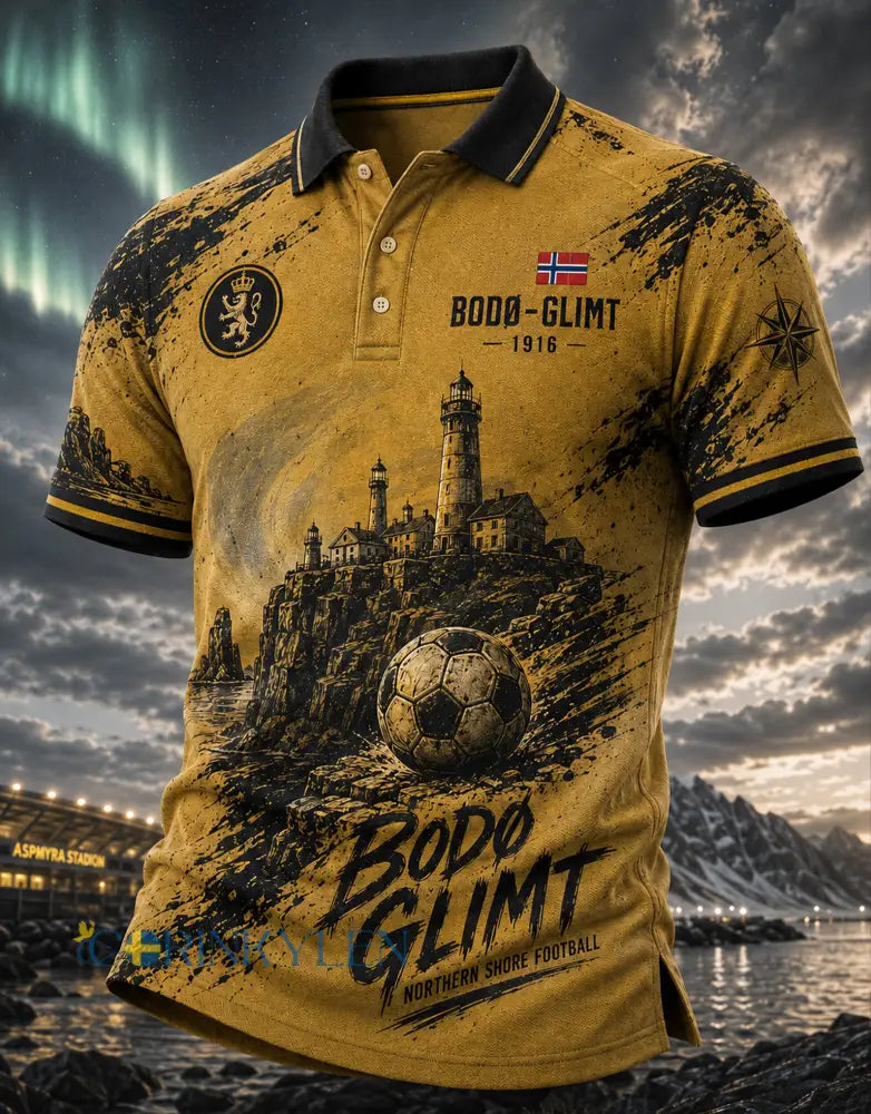 Herrpolotröja i norskt fotbollsstil med korta ärmar från Bodø/Glimt - A / S