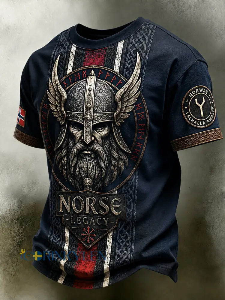 Herrpolotröja i retro nordisk stil med norsk konsttryck avslappnad stil - A / S