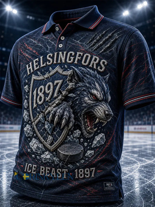 Herrpolotröja i retrostil med finskt hockeylaget HIFK - djupblåa / S