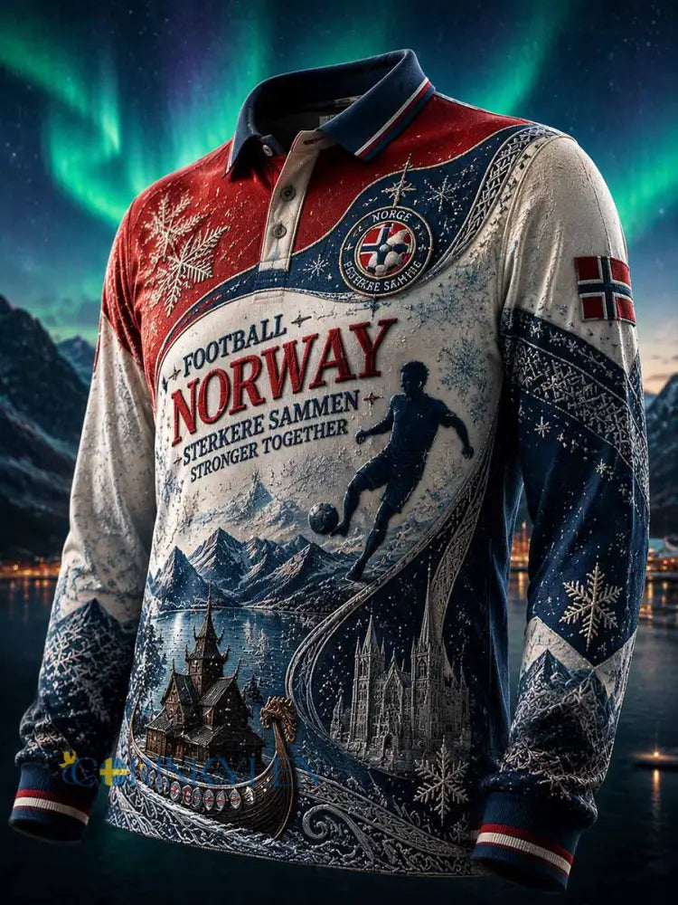 Herrpolotröja i retrostil med fotbollsmotiv - som bild / S