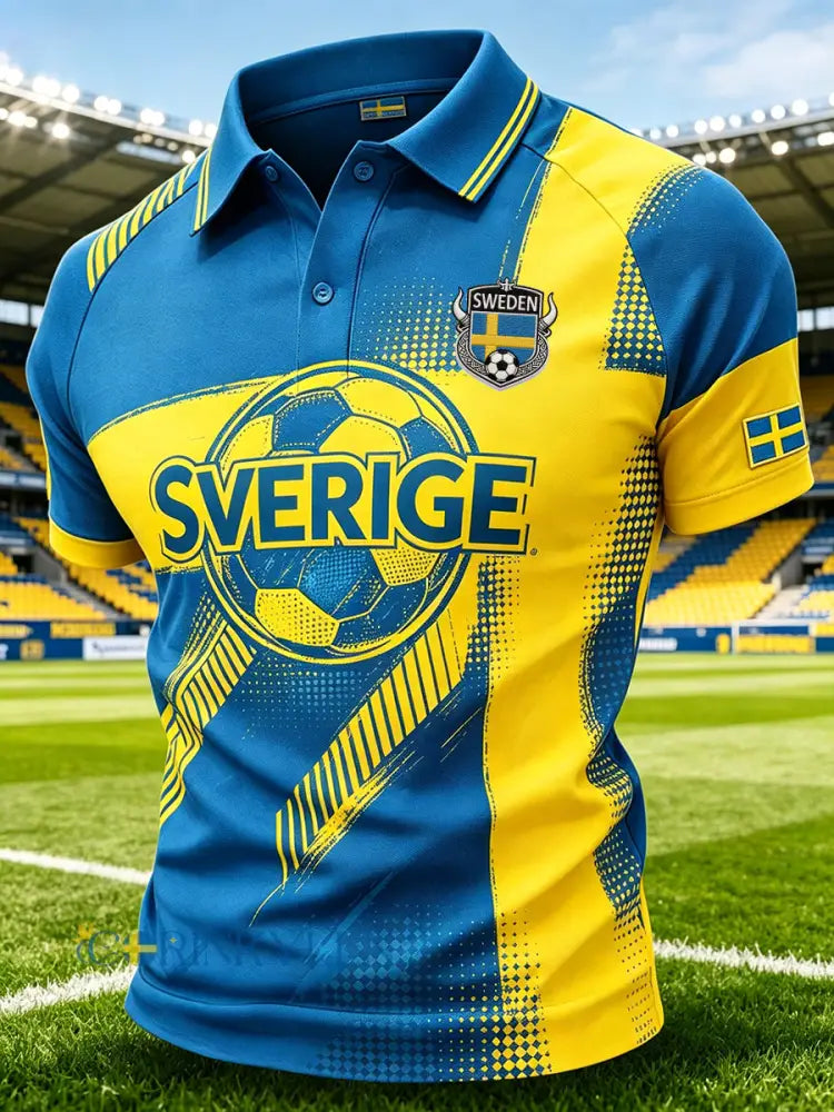 Herrpolotröja i sportig stil med raglanärm och fotbollselement - A / S