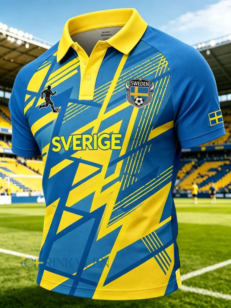Herrpolotröja i sportig stil med raglanärm och fotbollselement - A / S