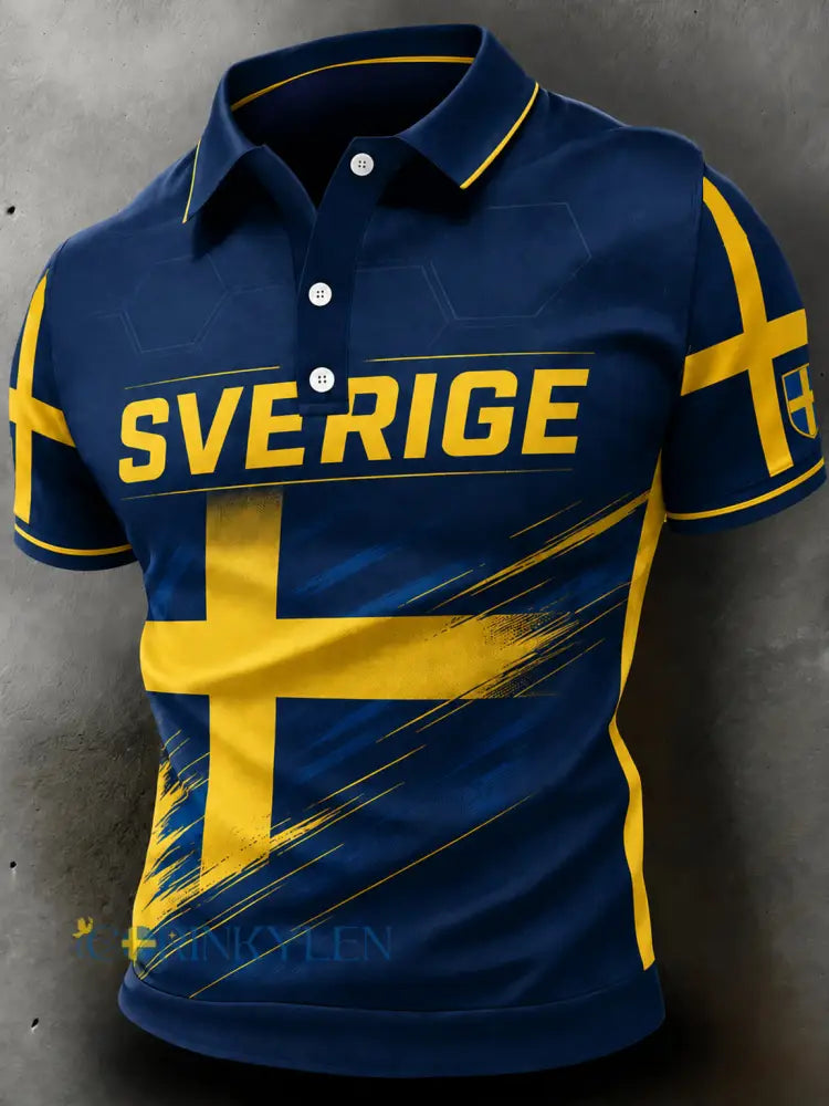 Herrpolotröja med fanart-print och hejarramsor från en svensk fotbollsmatch - A / S