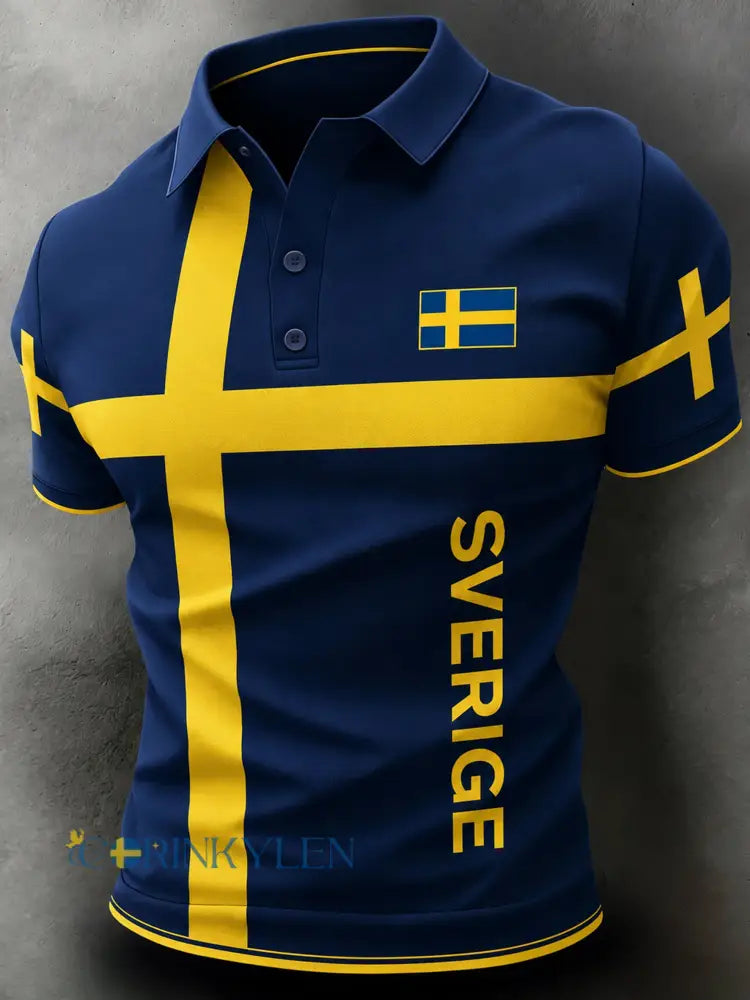 Herrpolotröja med fanart-print och hejarramsor från en svensk fotbollsmatch - A / S