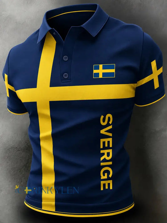 Herrpolotröja med fanart-print och hejarramsor från en svensk fotbollsmatch - A / S