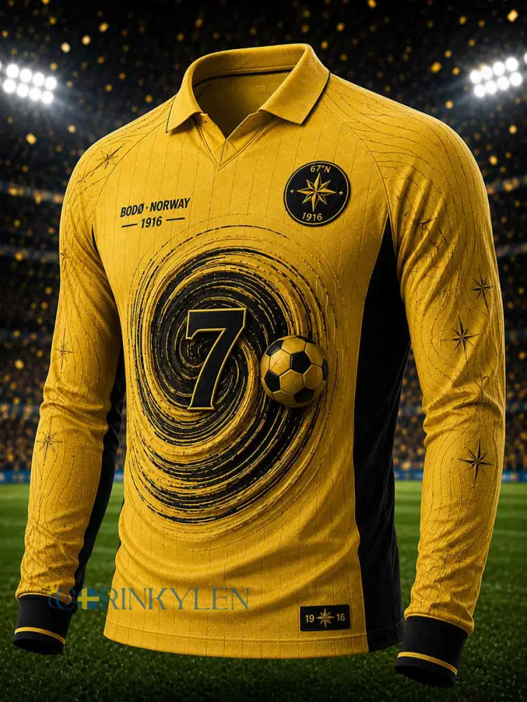 Herrpolotröja med fotbollsmotiv från Bodø till minne av laget - som bild / S
