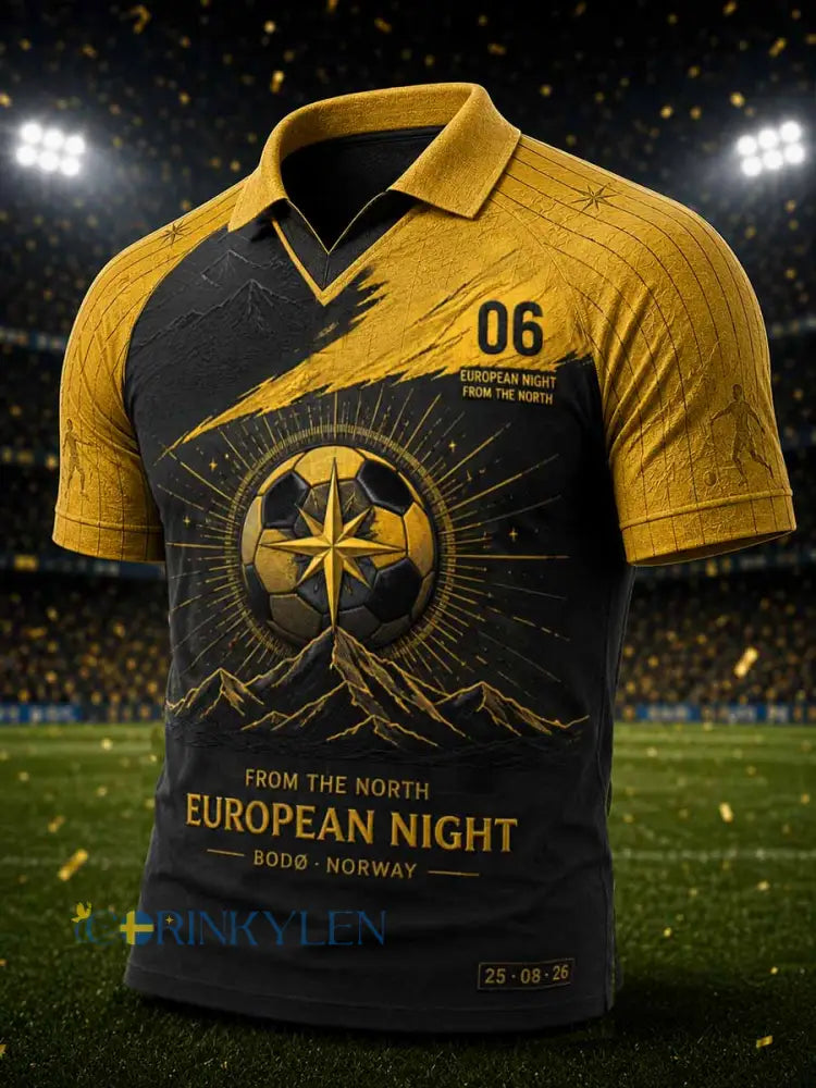 Herrpolotröja med fotbollsmotiv från Bodø till minne av laget - som bild / S