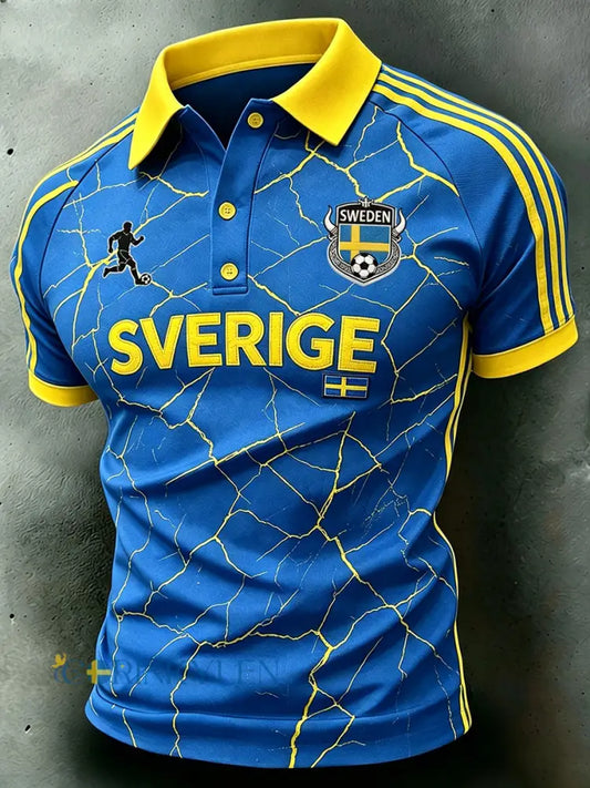 Herrpolotröja med fotbollsmotiv och raglanärmar - A / S