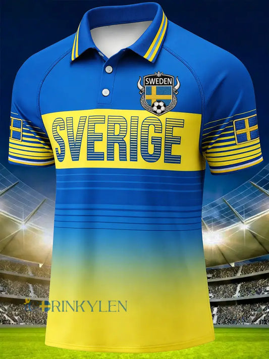 Herrpolotröja med fotbollstema färgblockad design och raglanärmar - A / S