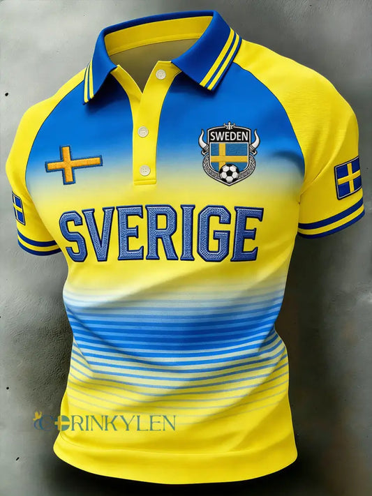 Herrpolotröja med fotbollstema färgblockad design och raglanärmar - A / S