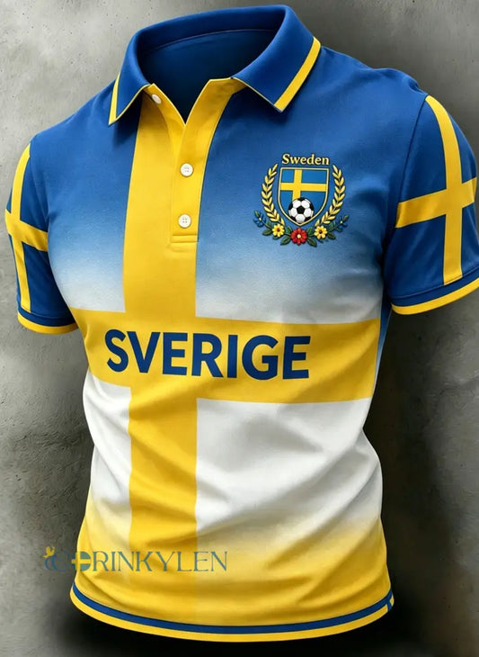 Herrpolotröja med konsttryck i publikstil från en svensk fotbollsmatch - A / S