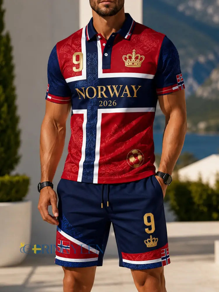 Herrpolotröja med konsttryck och hejande element från en norsk fotbollsmatch - A / S