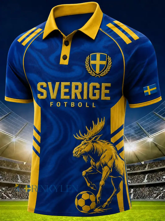 Herrpolotröja med korta ärmar och djurmotiv på fotbollstema - A / S