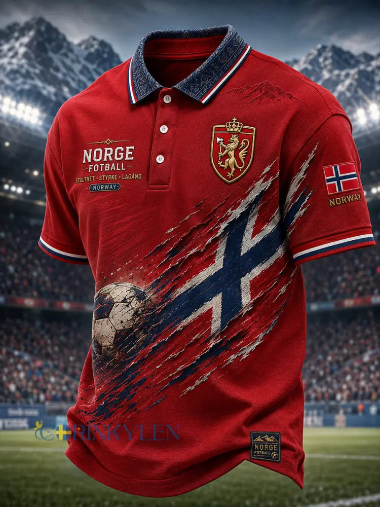 Herrpolotröja med korta ärmar och fotbollsinspirerat mönster - A / S