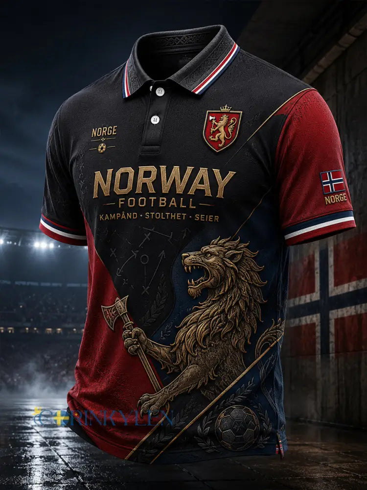 Herrpolotröja med korta ärmar och fotbollsinspirerat mönster - A / S