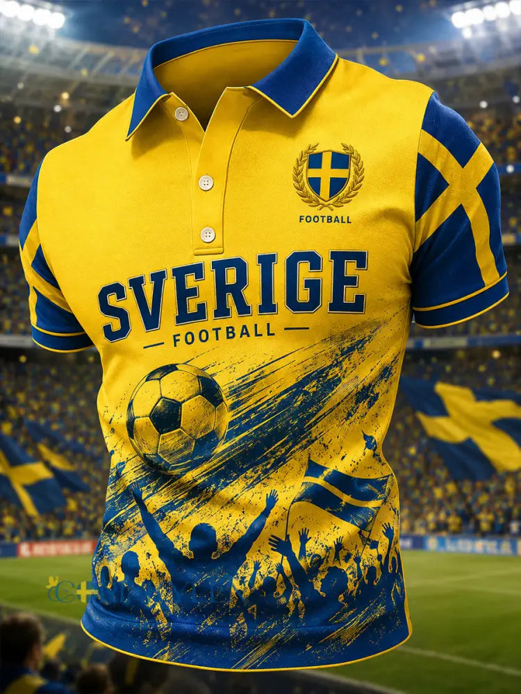 Herrpolotröja med korta ärmar och fotbollsmönster - A / S