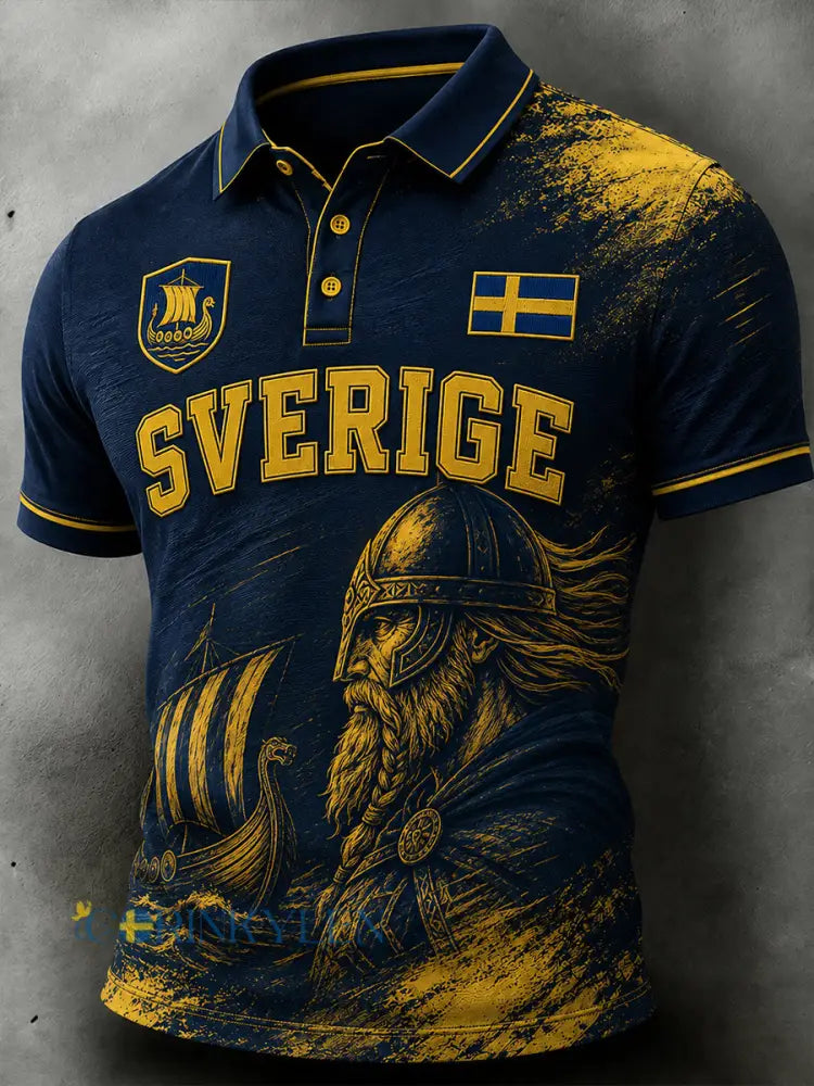 Herrpolotröja med korta ärmar och fotbollsmönster - A / S