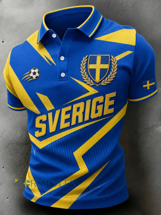 Herrpolotröja med korta ärmar och fotbollsmönster - A / S