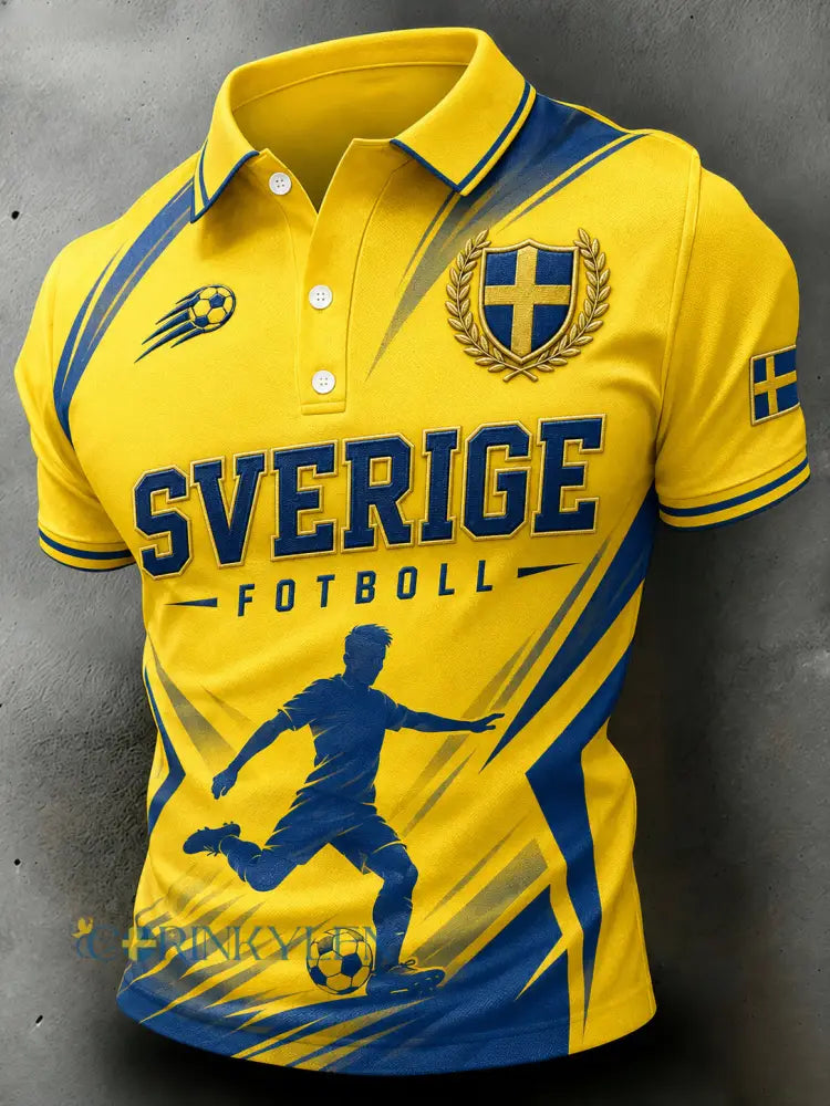 Herrpolotröja med korta ärmar och fotbollsmönster - A / S