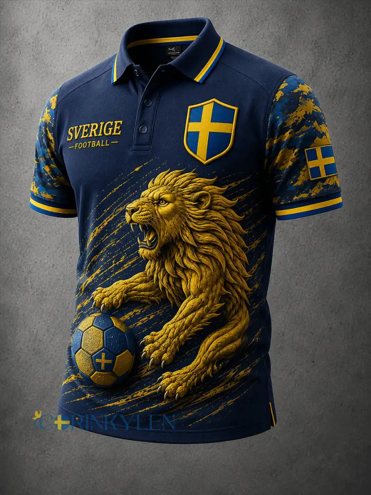 Herrpolotröja med korta ärmar och fotbollsmönster - A / S