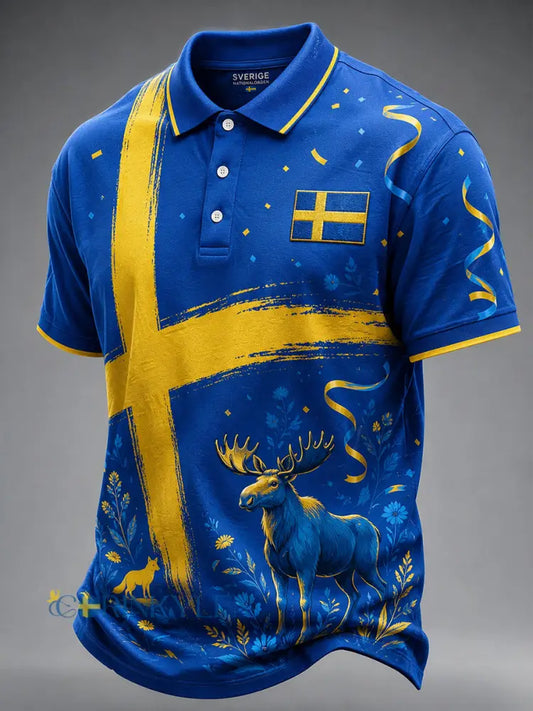 Herrpolotröja med korta ärmar och temat Männens nationaldag - A / S