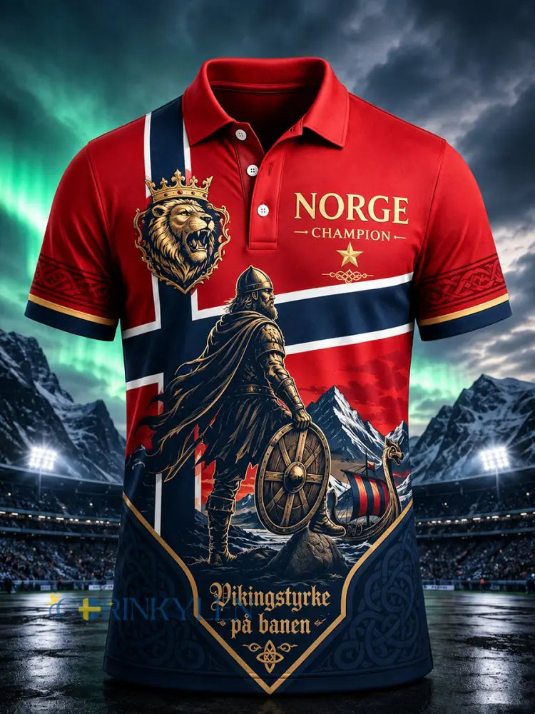 Herrpolotröja med minneskonsttryck för Norgesdagen - A / S