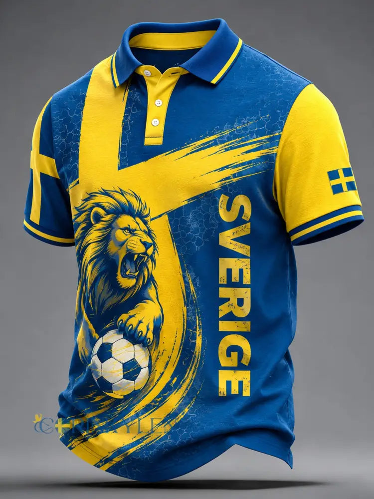 Herrpolotröja med svensk fotbollscheer-fanteknikertavla - A / S