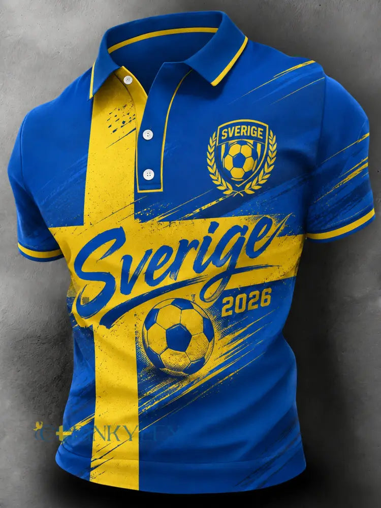 Herrpolotröja med svensk fotbollscheer-fanteknikertavla - A / S