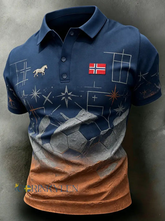 Herrpolotröja med tryck i fanstil tillägnad norska fotbollsmatcher och hejandet kring dem - A / S