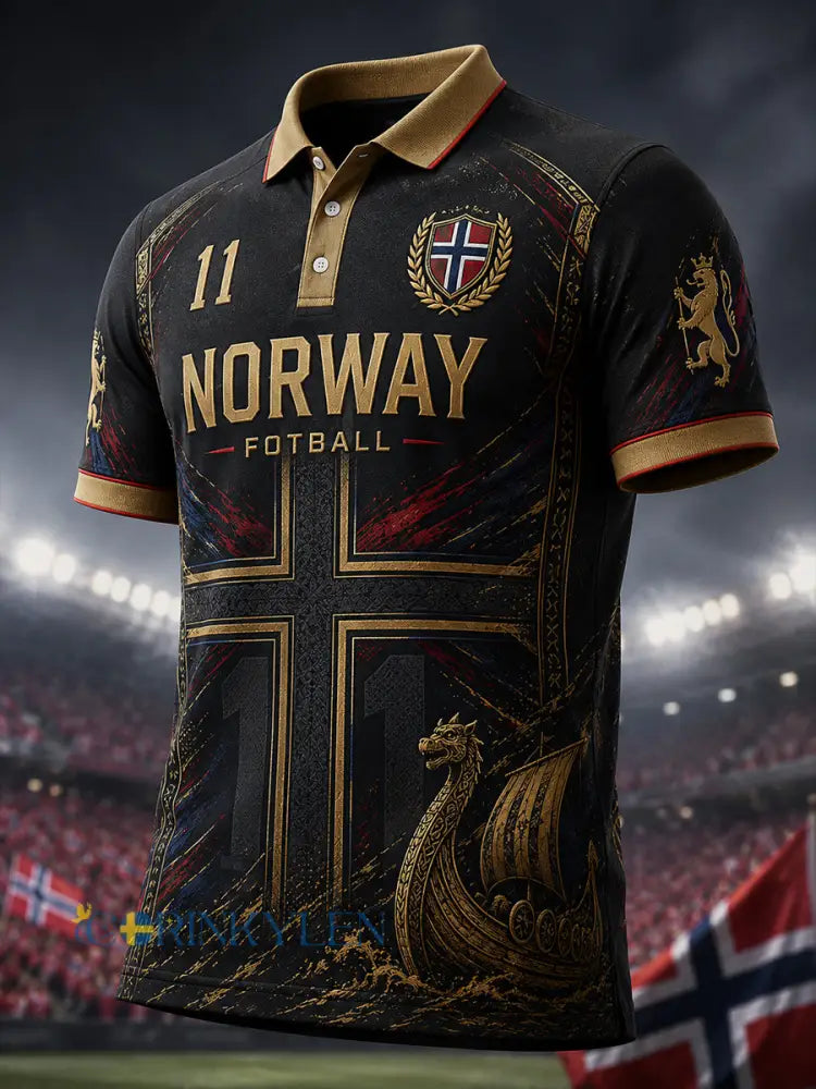 Herrpolotröja med vikingafotbollsmotiv och korta ärmar - A / S