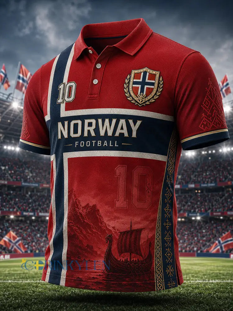 Herrpolotröja med vikingafotbollsmotiv och korta ärmar - A / S