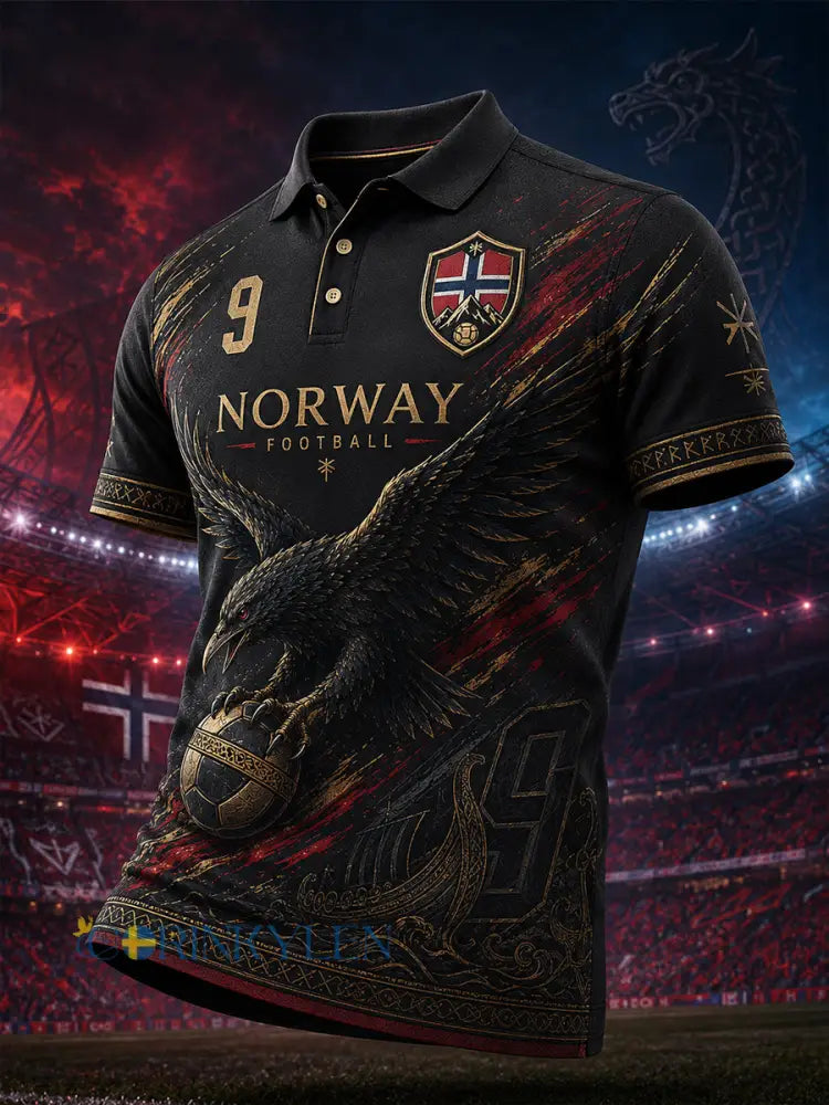 Herrpolotröja med vikingafotbollsmotiv och korta ärmar - A / S