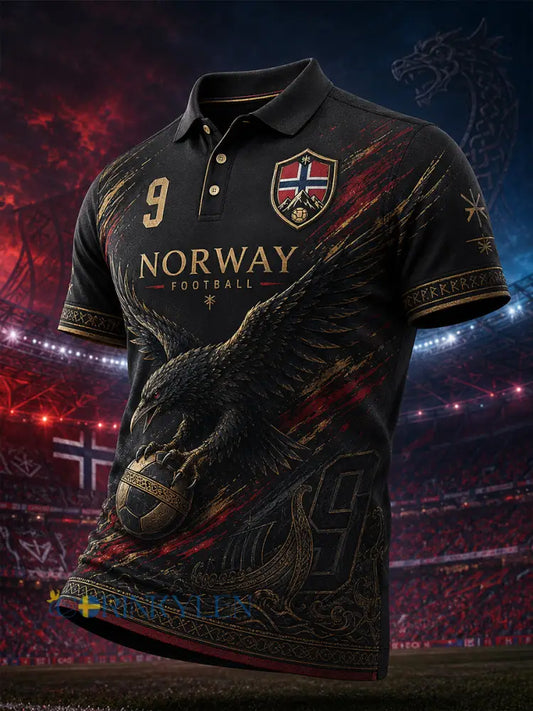 Herrpolotröja med vikingafotbollsmotiv och korta ärmar - A / S