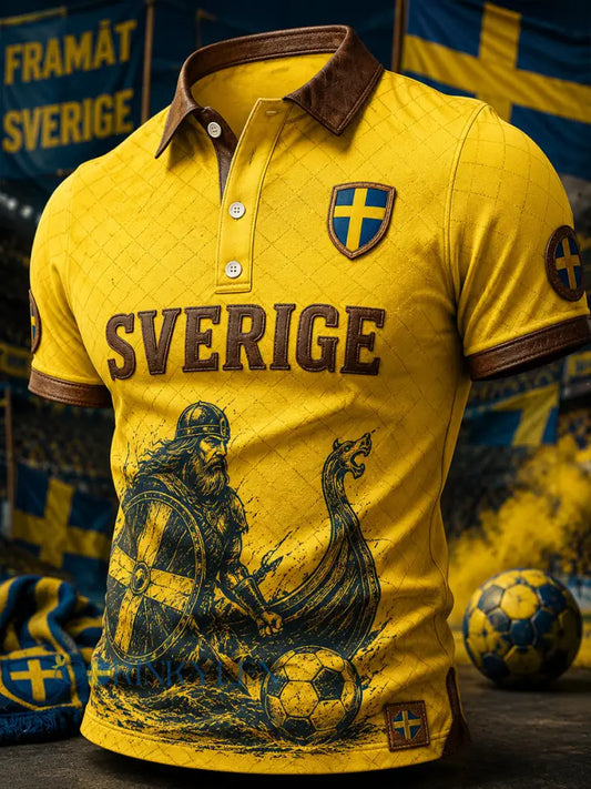 Herrpolotröja med vikingafotbollsmotiv och korta ärmar - A / S